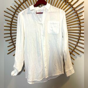 Beach Lunch Lounge NWT White Cotton Gauze Button Up Shirt SzS Coastal Beach 🏝️